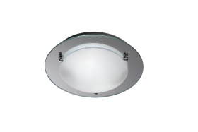 D0014  Brooklyn Glass Round Flush Ceiling 2 Light Polished Chrome